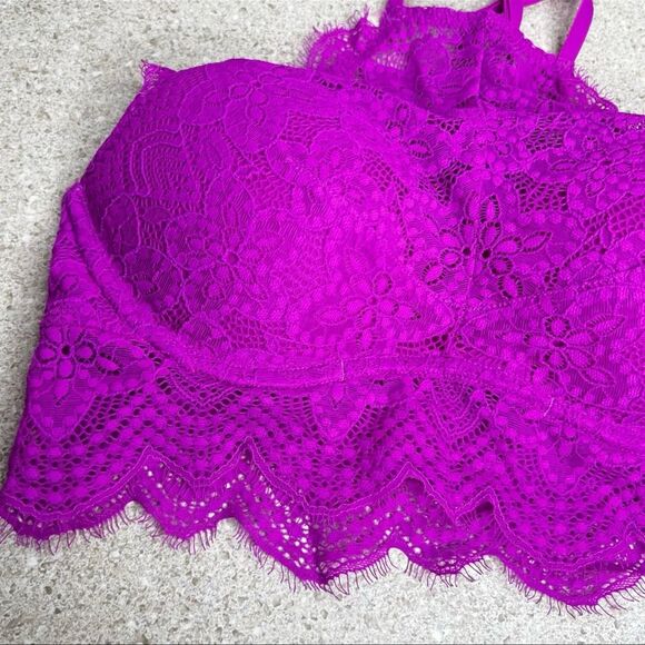 PINK Victoria Secret High Neck Eyelash Bralette Bra - Picture 2 of 10